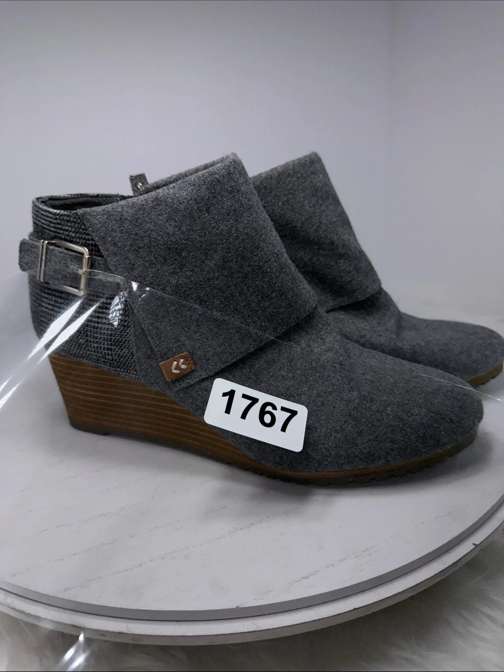 Dr. Scholl's Gray Fold-Over Wedge Ankle Booties